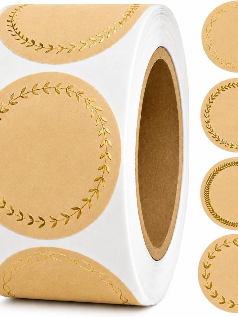 500 Kraft Canning Labels, 2 Inch Round Sticker Labels, Gold Foil